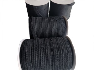 Taśma bawełniana czarna jodełka 10mm, 100mb