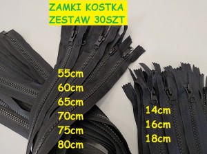 Zamki błyskawiczne kostka 30szt