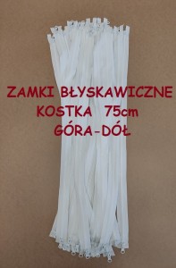 Zamki błyskawiczne kostka góra-dół 75cm, 10sztuk