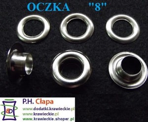 Metalowe oczka kaletnicze "8" z podkładką